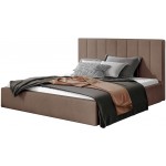 Επενδυμένο κρεβάτι Dobrik-200 x 200-Καφέ-Χωρίς μηχανισμό ανύψωσης