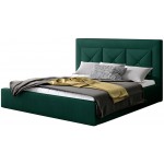 Επενδυμένο κρεβάτι Bisovar-160 x 200-Πράσινο-Με μηχανισμό ανύψωσης