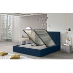 Επενδυμένο κρεβάτι Bisovar-180 x 200-Μπλέ-Με μηχανισμό ανύψωσης