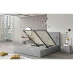 Επενδυμένο κρεβάτι Bisovar-200 x 200-Γκρι-Με μηχανισμό ανύψωσης