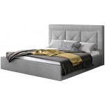 Επενδυμένο κρεβάτι Bisovar-200 x 200-Γκρι-Χωρίς μηχανισμό ανύψωσης