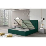 Επενδυμένο κρεβάτι Bisovar-200 x 200-Πράσινο-Με μηχανισμό ανύψωσης