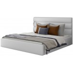 Επενδυμένο κρεβάτι Volcito-140 x 200-Λευκό-Χωρίς μηχανισμό ανύψωσης