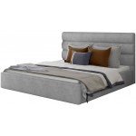 Επενδυμένο κρεβάτι Volcito-160 x 200-Γκρι-Με μηχανισμό ανύψωσης