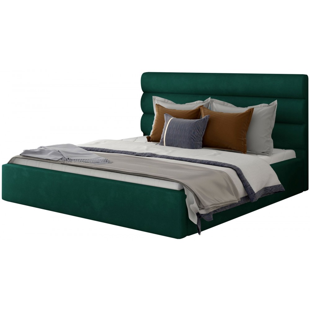 Επενδυμένο κρεβάτι Volcito-200 x 200-Πράσινο-Με μηχανισμό ανύψωσης