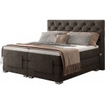 Επενδυμένο κρεβάτι Clover με στρώμα και ανώστρωμα-Kafe-180 x 200