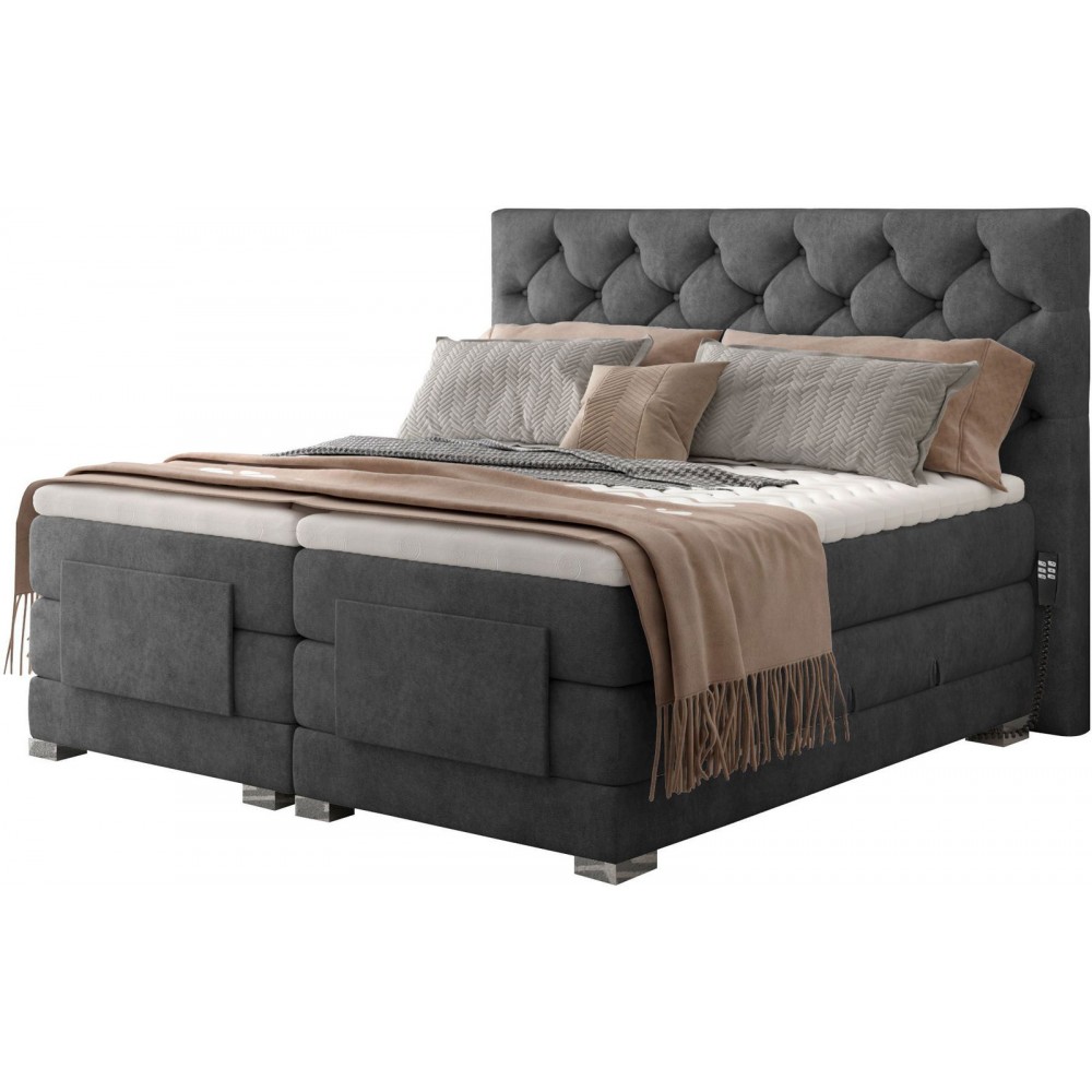 Επενδυμένο κρεβάτι Clover με στρώμα και ανώστρωμα-Anthraki-160 x 200