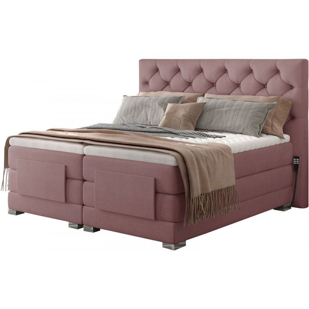 Επενδυμένο κρεβάτι Clover με στρώμα και ανώστρωμα-Roz-180 x 200