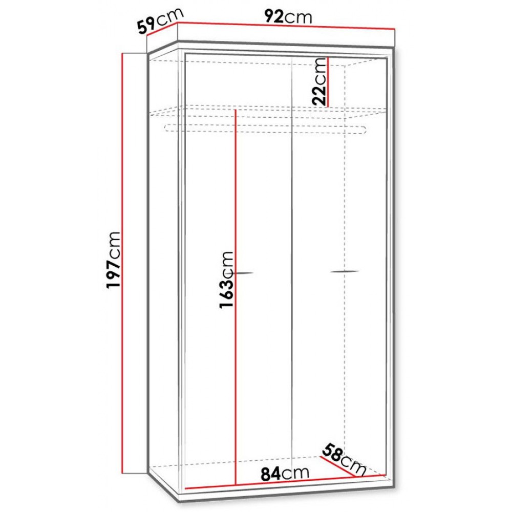 Ντουλάπα Mediolan AT01 δίφυλλη