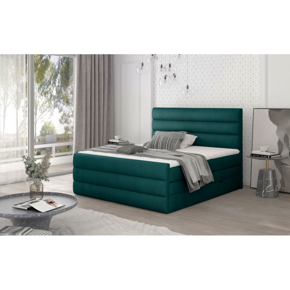 Επενδυμένο κρεβάτι Caribou-Petrol-140 x 200