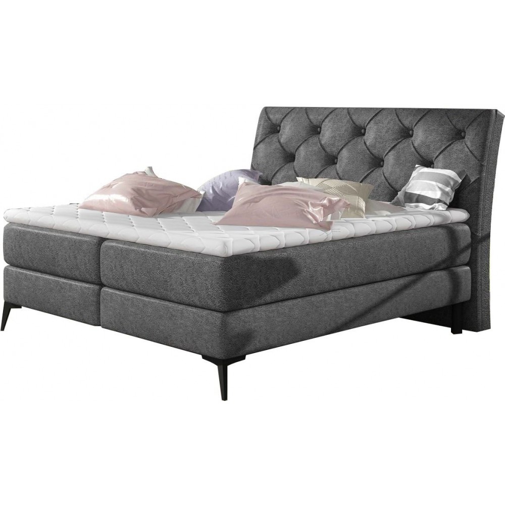 Επενδυμένο κρεβάτι Cambodia με στρώμα και ανώστρωμα-Anthraki-160 x 200