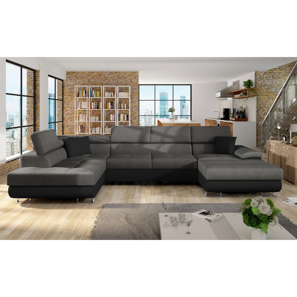 Γωνιακός καναπές Cotere Bis-Gkri-mauro-Αριστερή