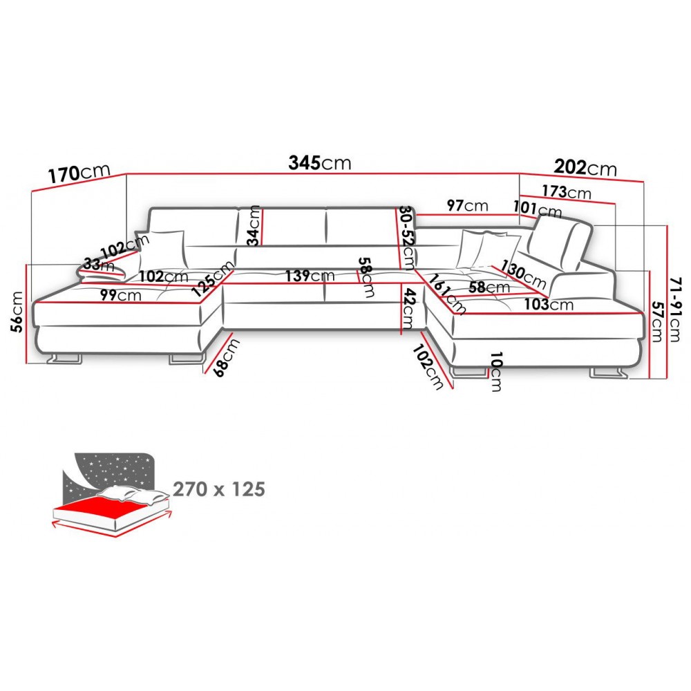 Γωνιακός καναπές Cotere Bis-Gkri-mauro-Δεξιά