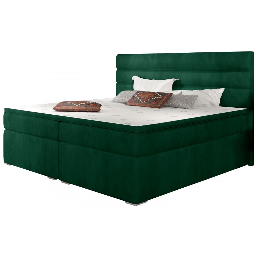 Επενδυμένο κρεβάτι Victoria με στρώμα και ανώστρωμα-140 x 200-Prasino