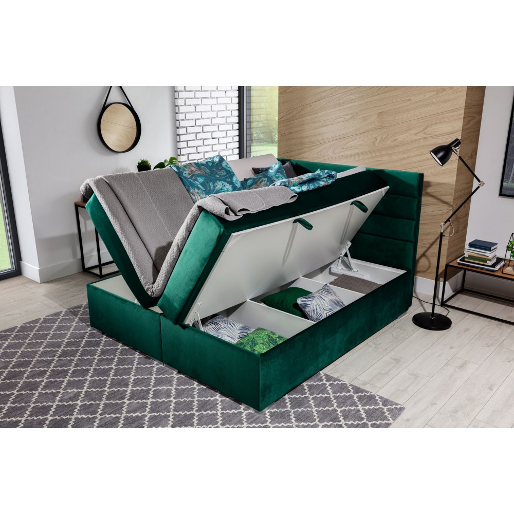 Επενδυμένο κρεβάτι Victoria με στρώμα και ανώστρωμα-180 x 200-Mauro