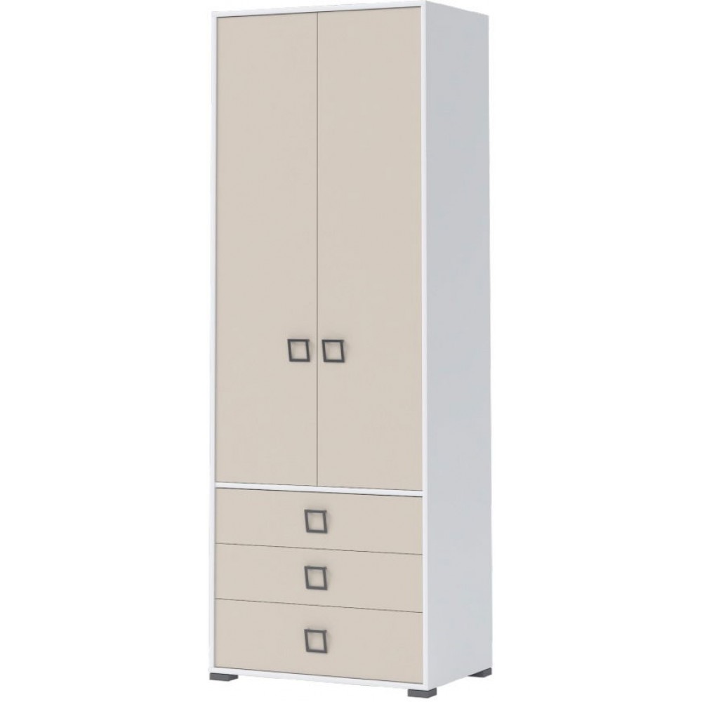 Ντουλάπα δίφυλλη Riddle 2D3S-Λευκό-Sand