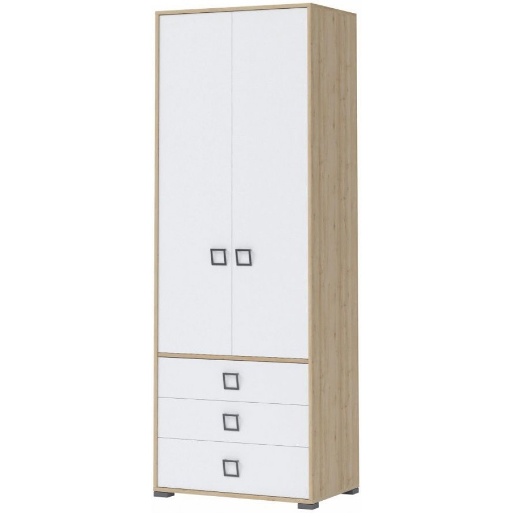 Ντουλάπα δίφυλλη Riddle 2D3S-Δρυς-Λευκό