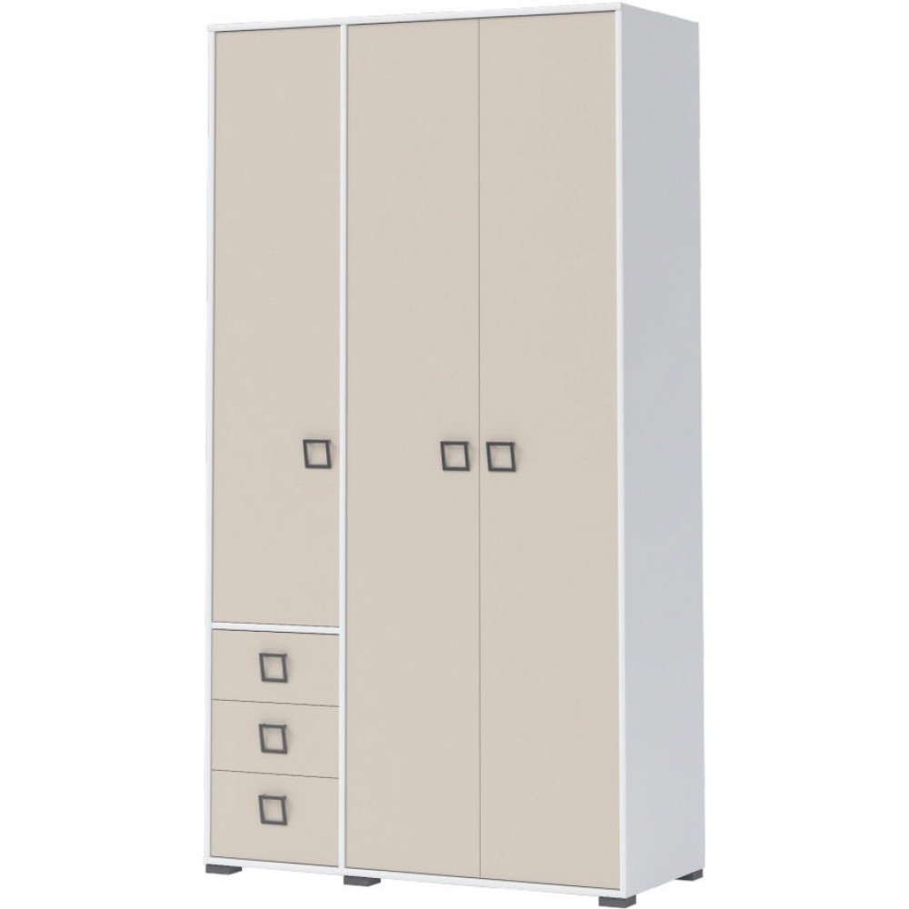 Ντουλάπα τρίφυλλη Riddle 3D3S-Λευκό-Sand