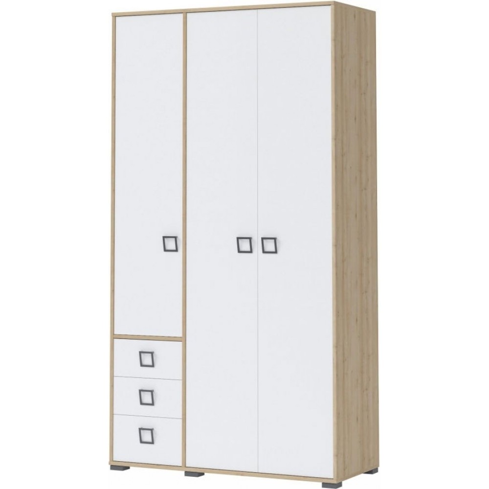 Ντουλάπα τρίφυλλη Riddle 3D3S-Δρυς-Λευκό