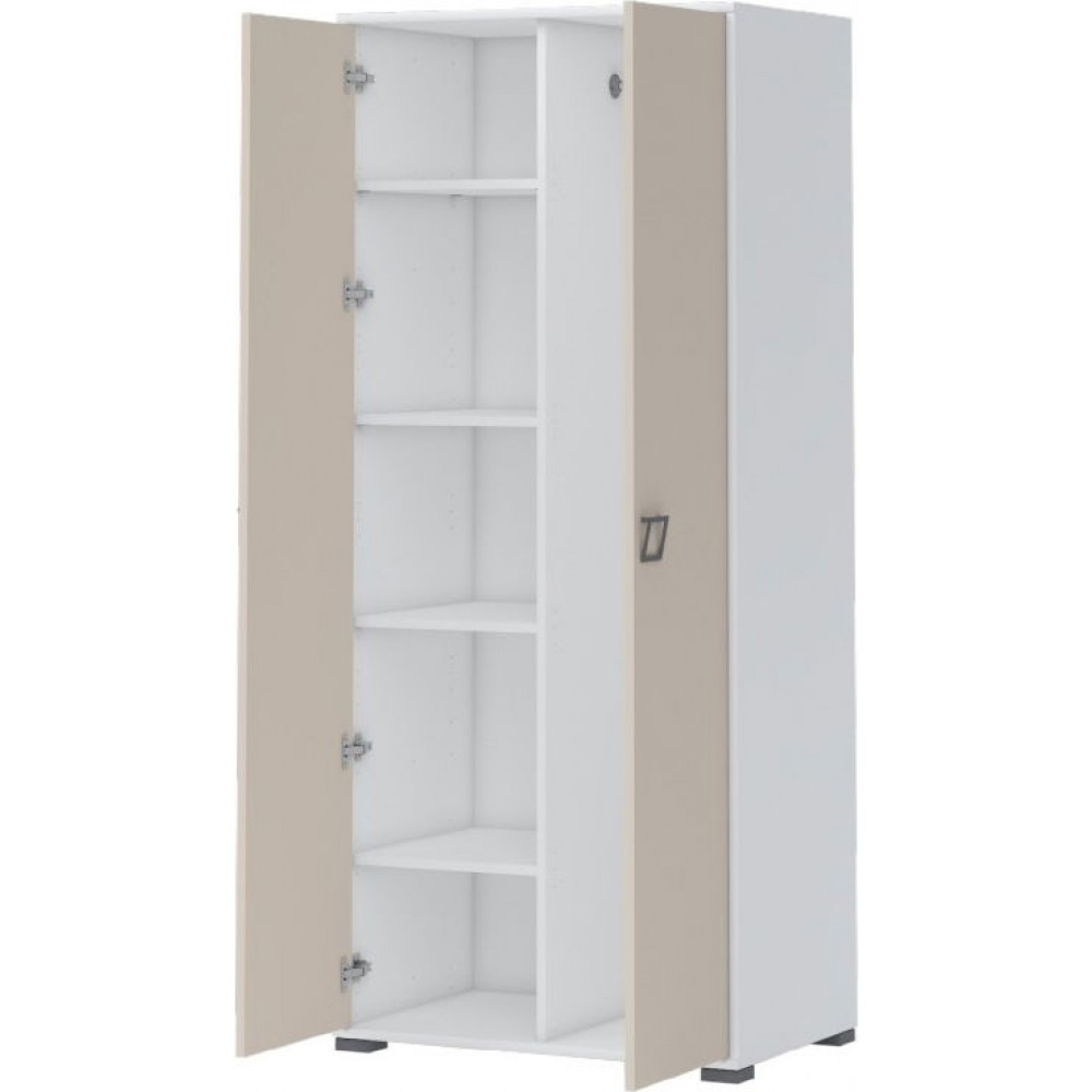 Γκαρνταρόμπα δίφυλλη Riddle 2D με ράγα-Λευκό-Sand