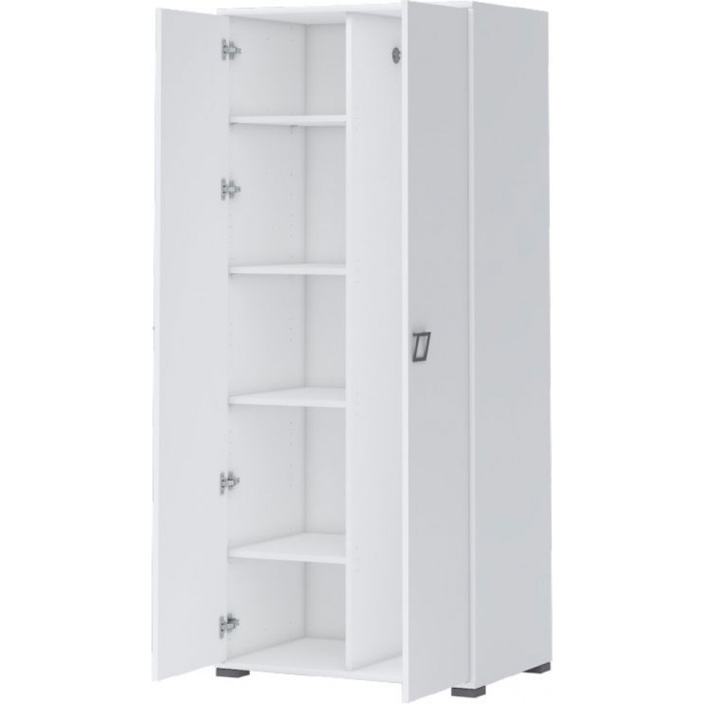 Γκαρνταρόμπα δίφυλλη Riddle 2D με ράγα-Λευκό