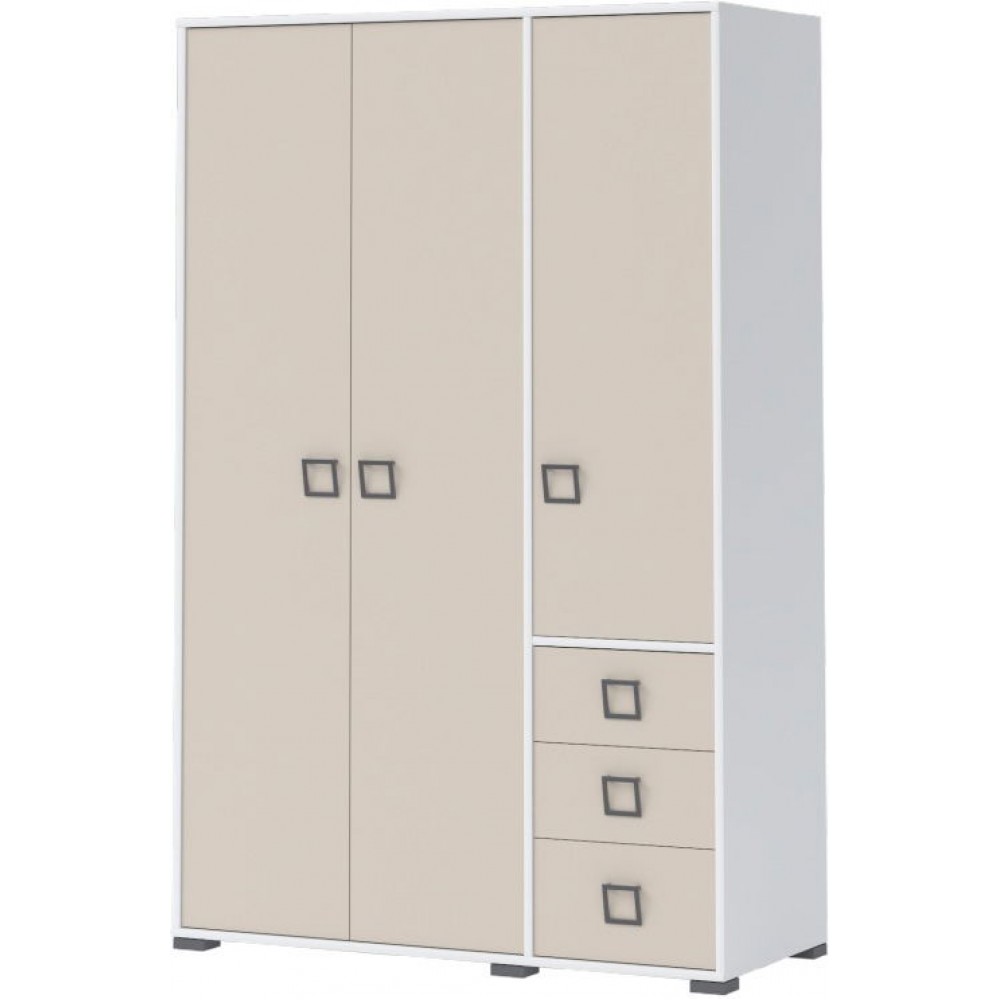 Γκαρνταρόμπα τρίφυλλη Riddle 3D3S-Λευκό-Sand