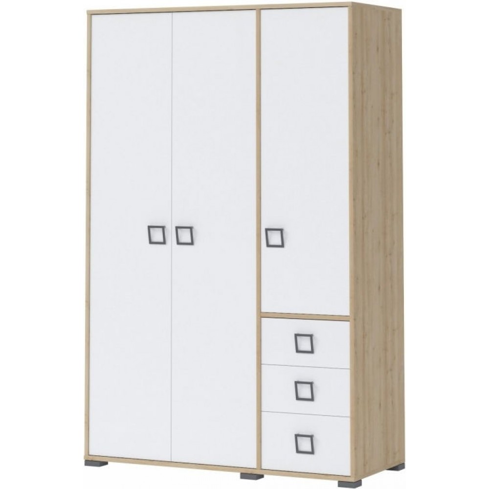 Γκαρνταρόμπα τρίφυλλη Riddle 3D3S-Δρυς-Λευκό