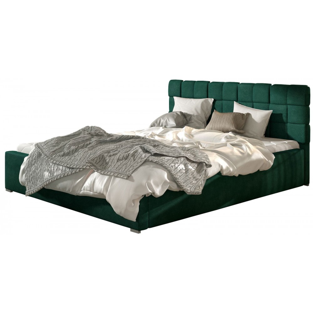 Επενδυμένο κρεβάτι Grady-160 x 200-Χωρίς μηχανισμό ανύψωσης-Prasino