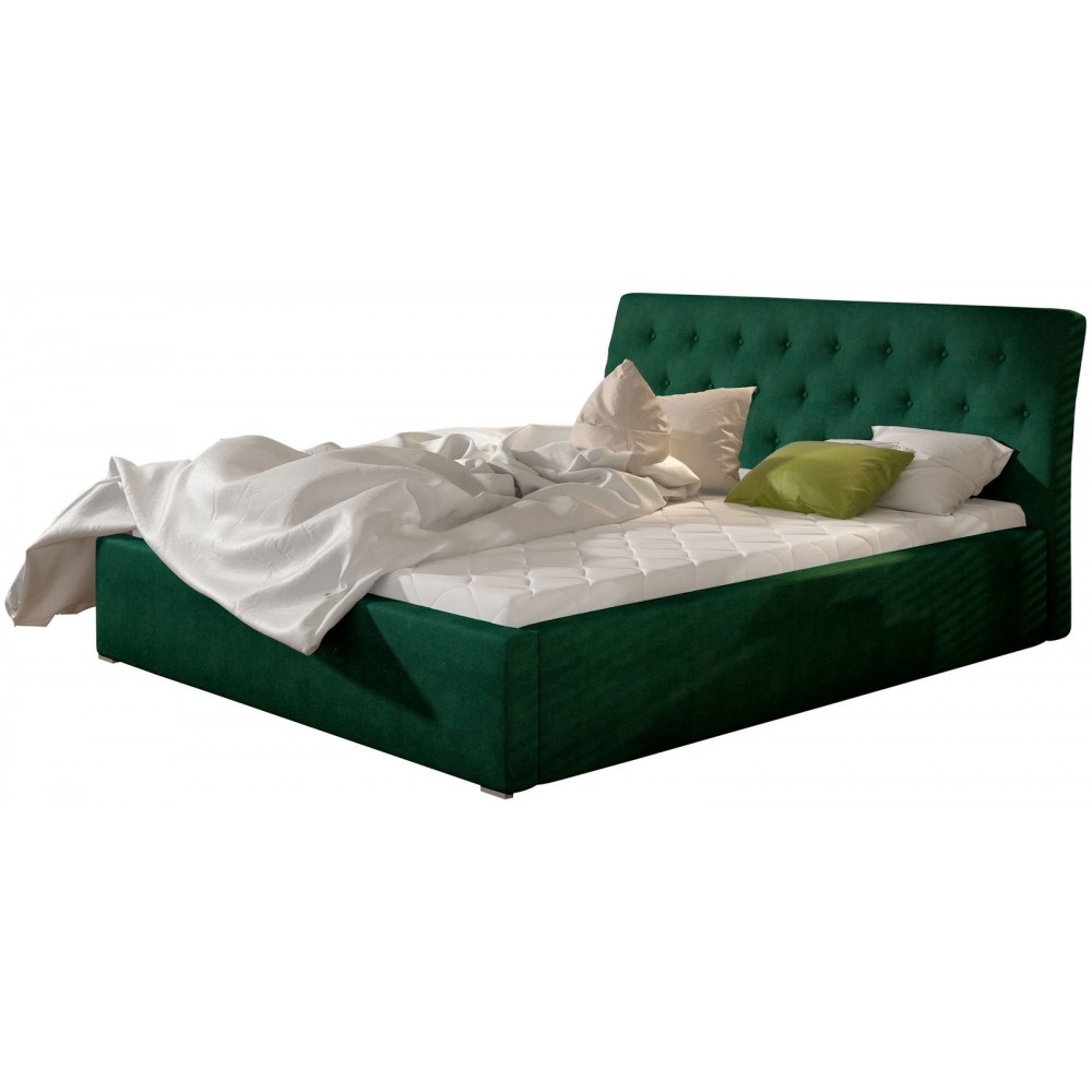 Επενδυμένο κρεβάτι Milan-Prasino-Χωρίς μηχανισμό ανύψωσης-140 x 200