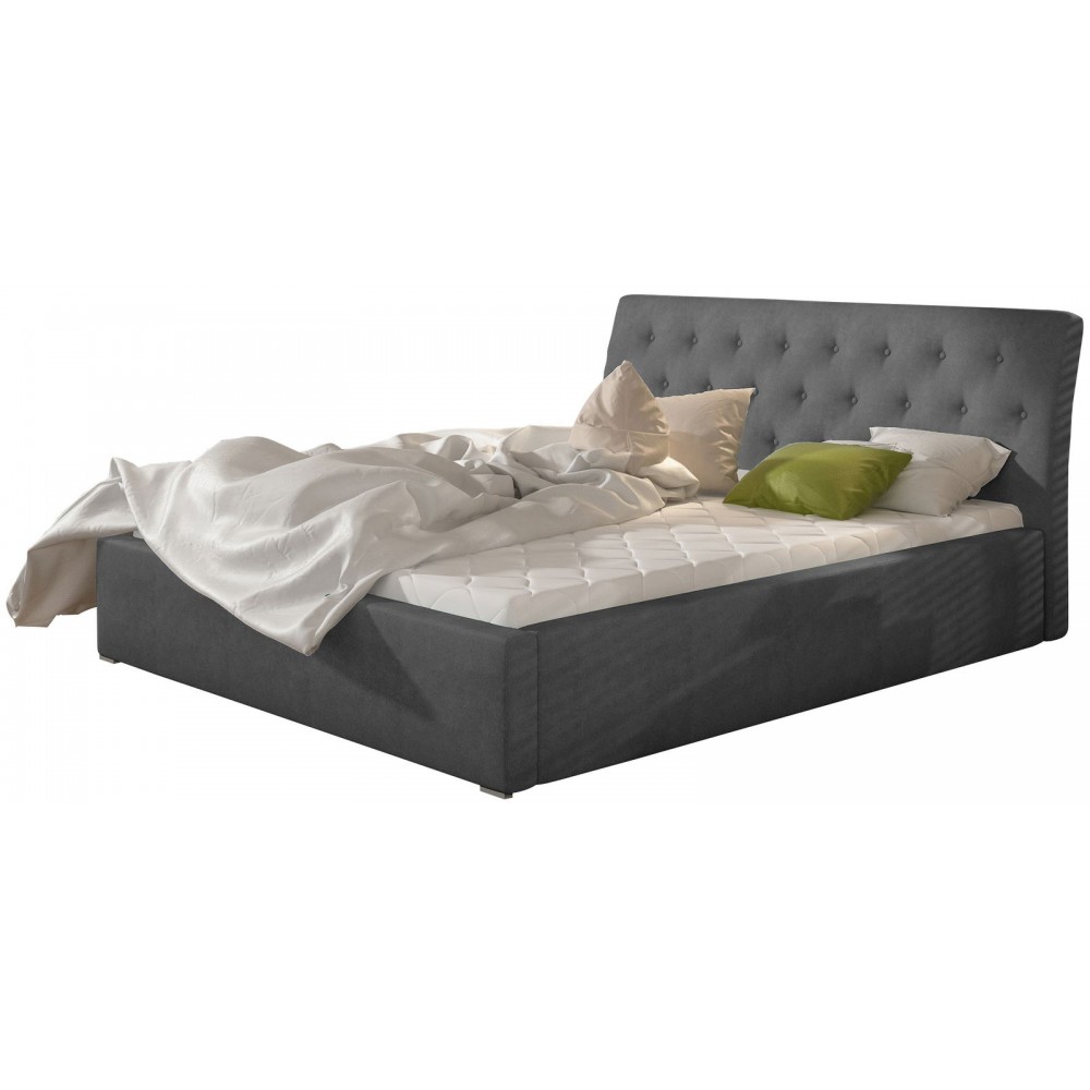 Επενδυμένο κρεβάτι Milan-Gkri-Χωρίς μηχανισμό ανύψωσης-160 x 200