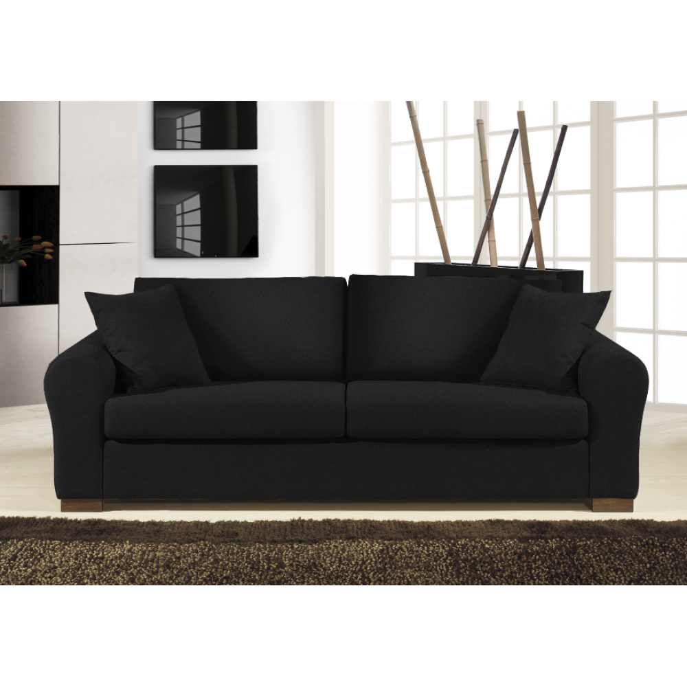 Καναπές Ορφέας Τριθέσιος-230φ 90β εκ.-Μαύρο