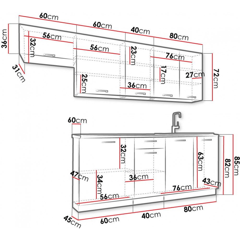 Σύνθεση κουζίνας Clara-Μήκος: 180 εκ.