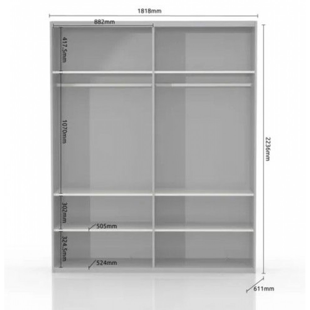 Ντουλάπα συρόμενη Giallo 180 με καθρέπτη