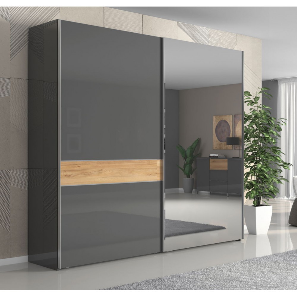 Ντουλάπα συρόμενη δίφυλλη Agate 230 με καθρέπτη