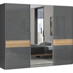 Ντουλάπα συρόμενη τρίφυλλη Agate 280 με καθρέπτη