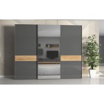 Ντουλάπα συρόμενη τρίφυλλη Agate 280 με καθρέπτη