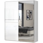 Ντουλάπα συρόμενη δίφυλλη Realm 180 με καθρέπτη-Λευκό