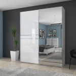 Ντουλάπα συρόμενη δίφυλλη Realm 180 με καθρέπτη-Λευκό