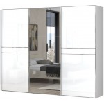 Ντουλάπα συρόμενη τρίφυλλη Realm 280 με καθρέπτη-Λευκό