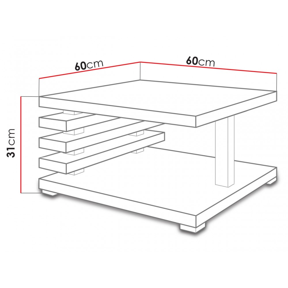 Τραπεζάκι σαλονιού Komoso-Μαύρο Γυαλιστερό