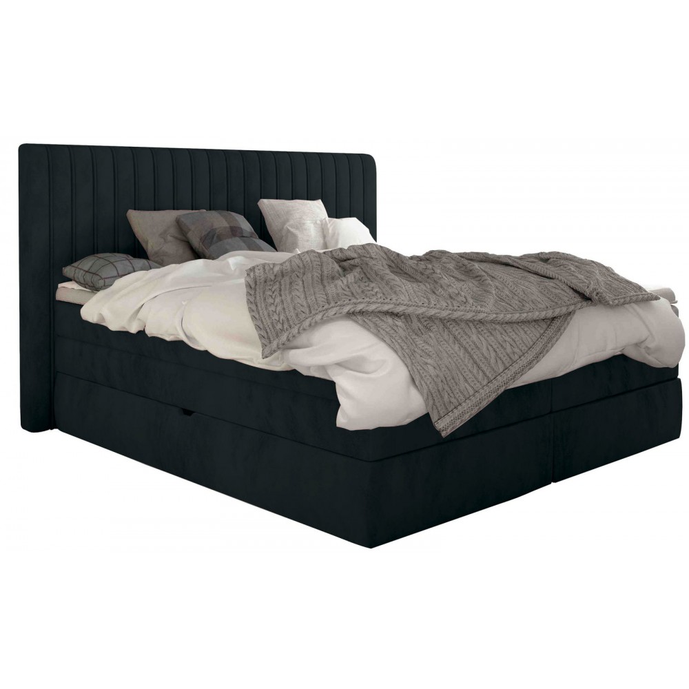 Επενδυμένο κρεβάτι Melantha με στρώμα και ανώστρωμα-140 x 200-Prasino Skouro