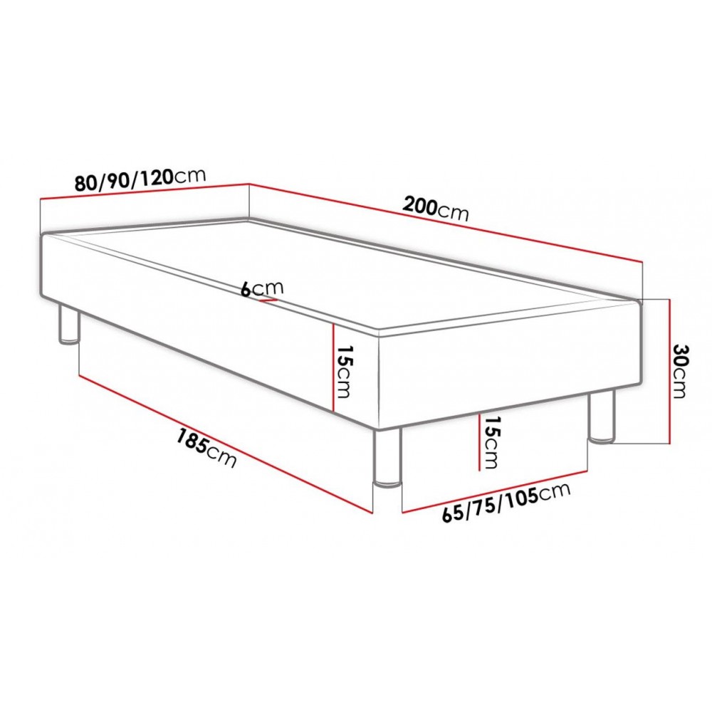 Επενδυμένο κρεβάτι Lux-Baza-Mple-200 x 80 x 30