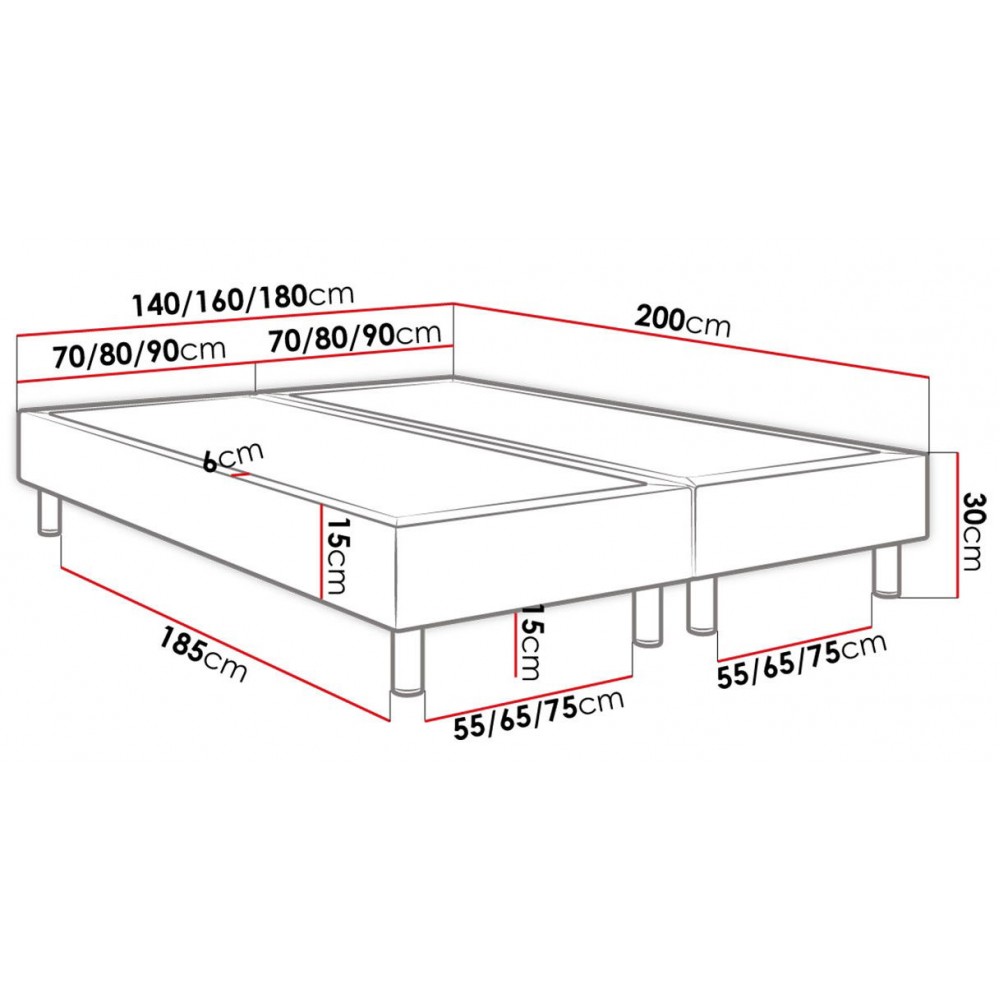 Επενδυμένο κρεβάτι Lux-Baza-Mple-200 x 140 x 30