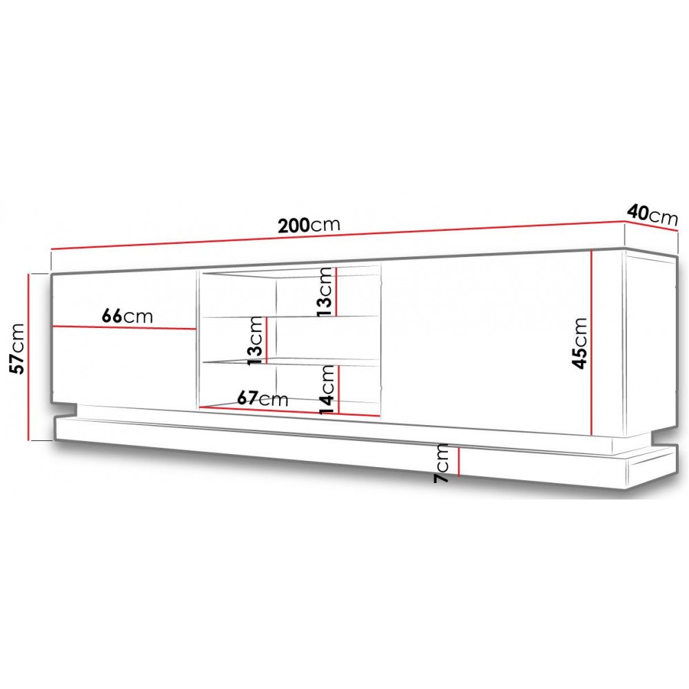 Έπιπλο τηλεόρασης Qiu-Leuko-Μήκος: 160 εκ.