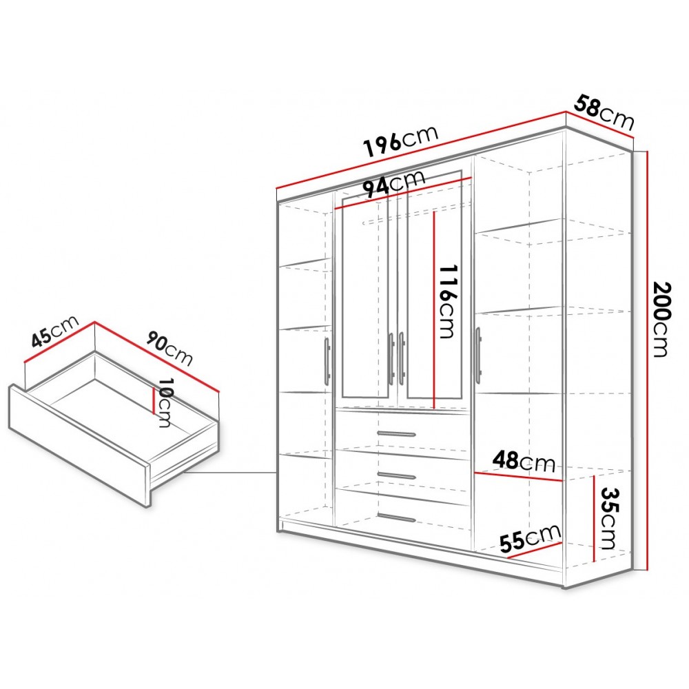 Ντουλάπα Bali 4D τετράφυλλη-Fusiko