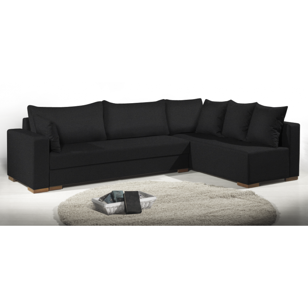 Γωνιακός καναπές Trendy-Αριστερή-265φ 165β εκ.-Μαύρο