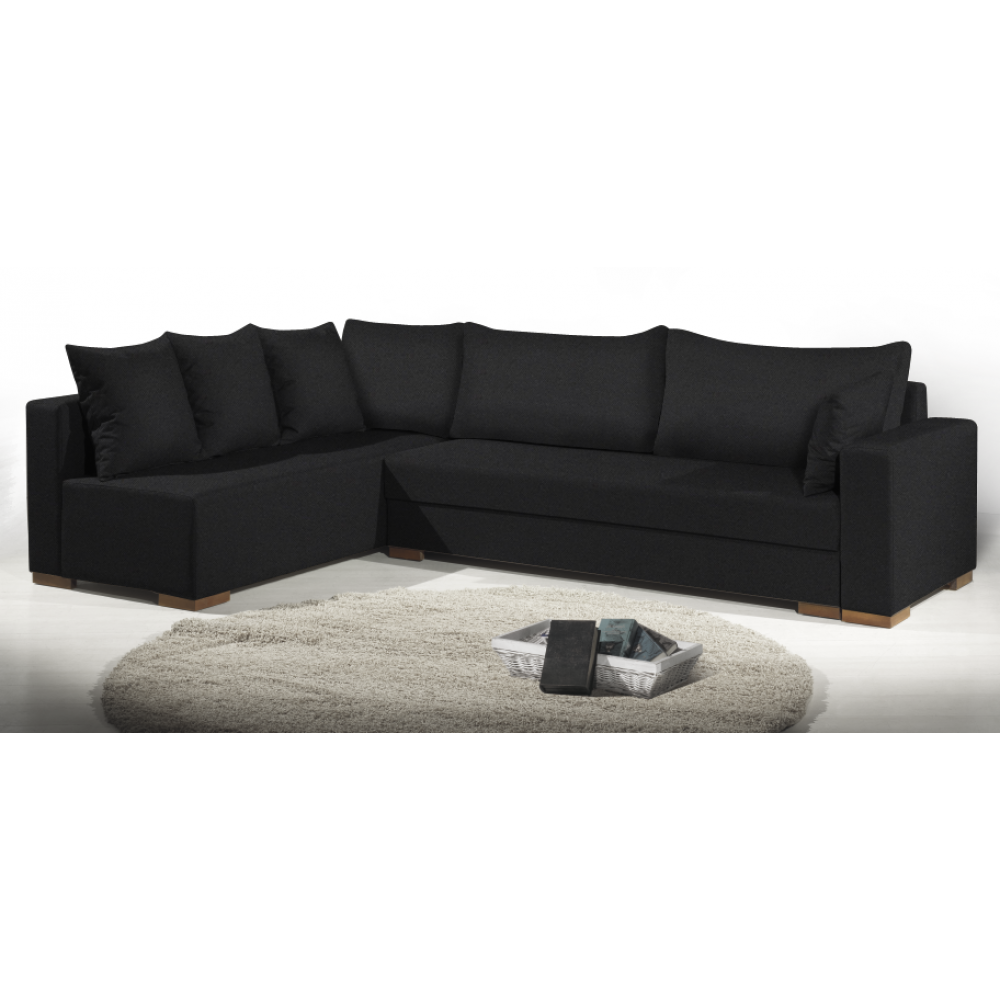 Γωνιακός καναπές Trendy-Δεξιά-285φ 185β εκ.-Μαύρο