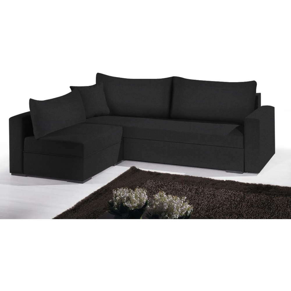 Γωνιακός καναπές Kleio-215φ 160β-Μαύρο