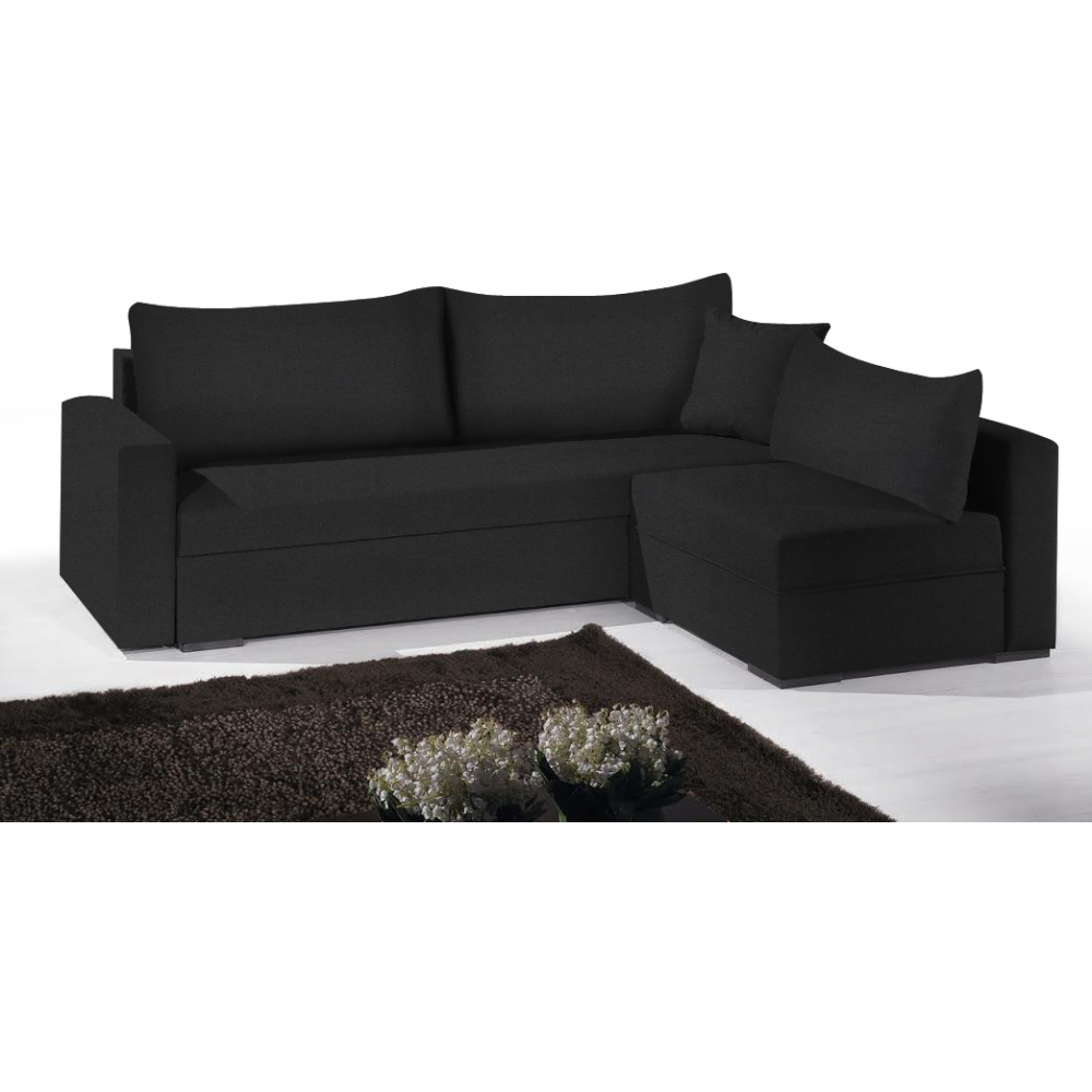Γωνιακός καναπές Kleio-215φ 160β-Μαύρο