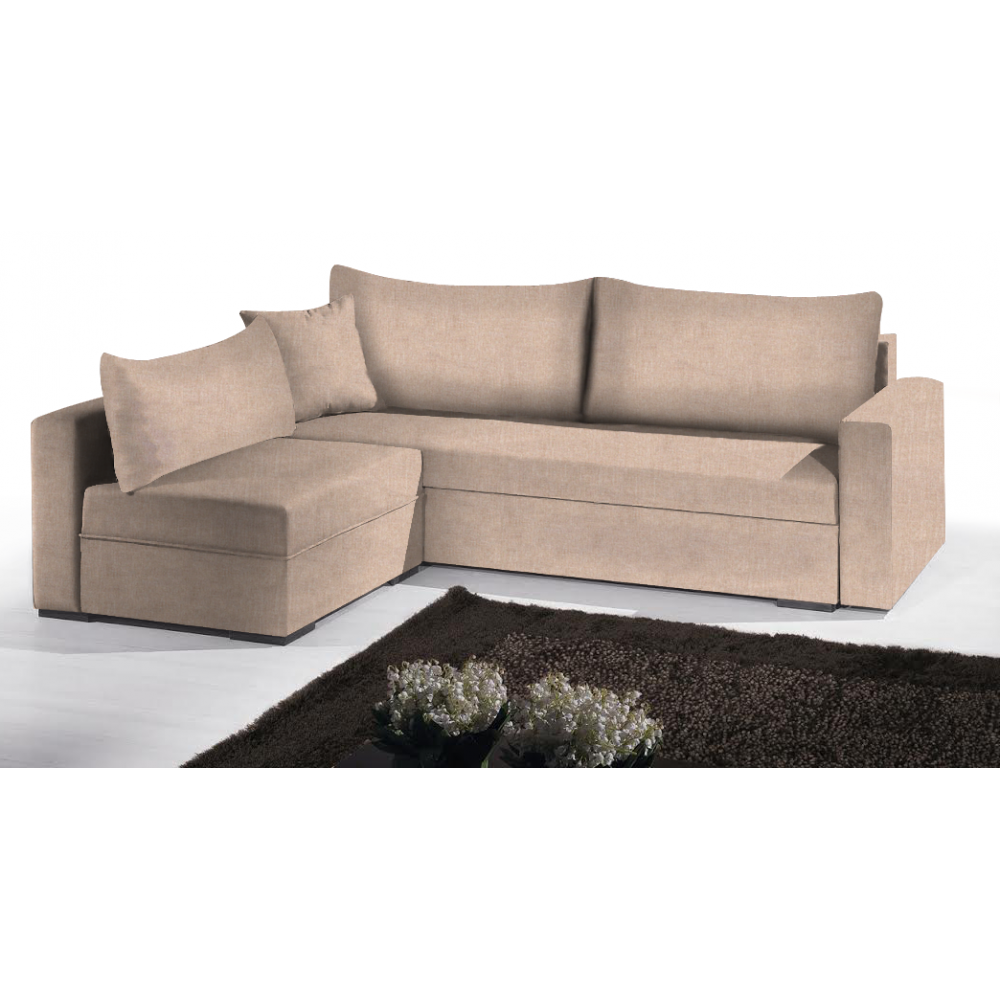 Γωνιακός καναπές Kleio-215φ 160β-Μπεζ
